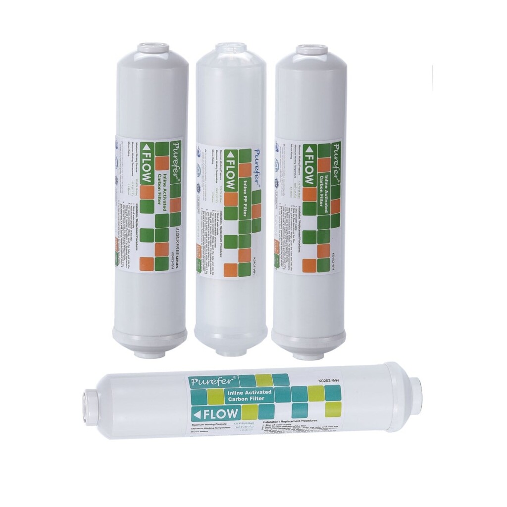 Purefer- Su Arıtma Cihazları 12'' Inline 4'lü Filtre Seti NSF sertifikalı